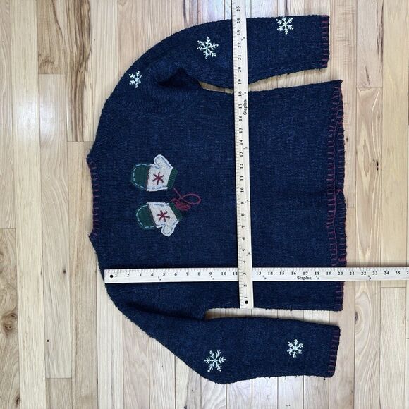 VTG Croft & Barrow Holiday Blue Sweater Mittens Snowflake Size Pro Petite Med - Picture 4 of 4